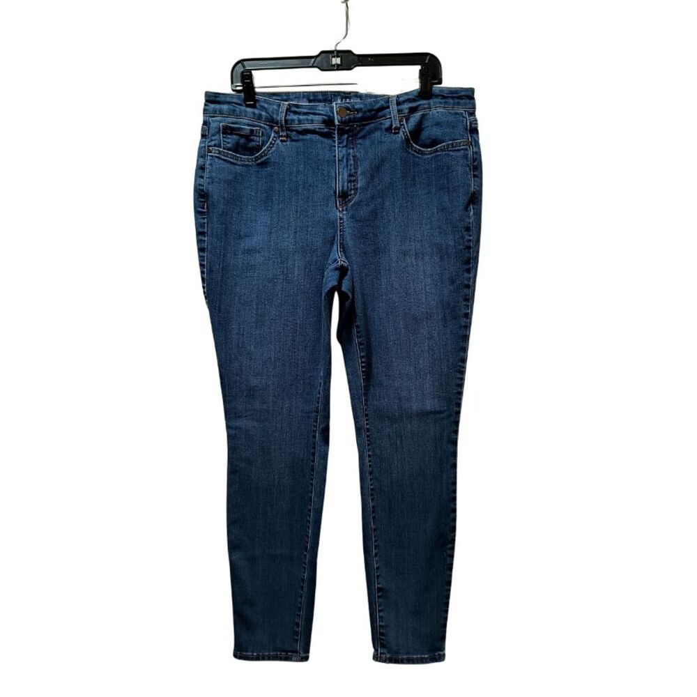 NYDJ Skinny Ankle Jeans Women 12 Blue Medium Wash Lift Tuck Stretch Denim 35x27